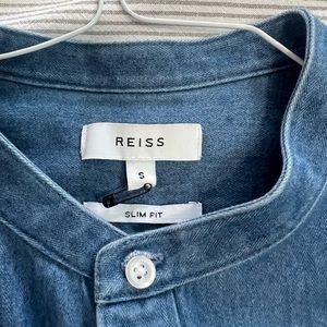 Reiss Grandad Collar Denim Shirt